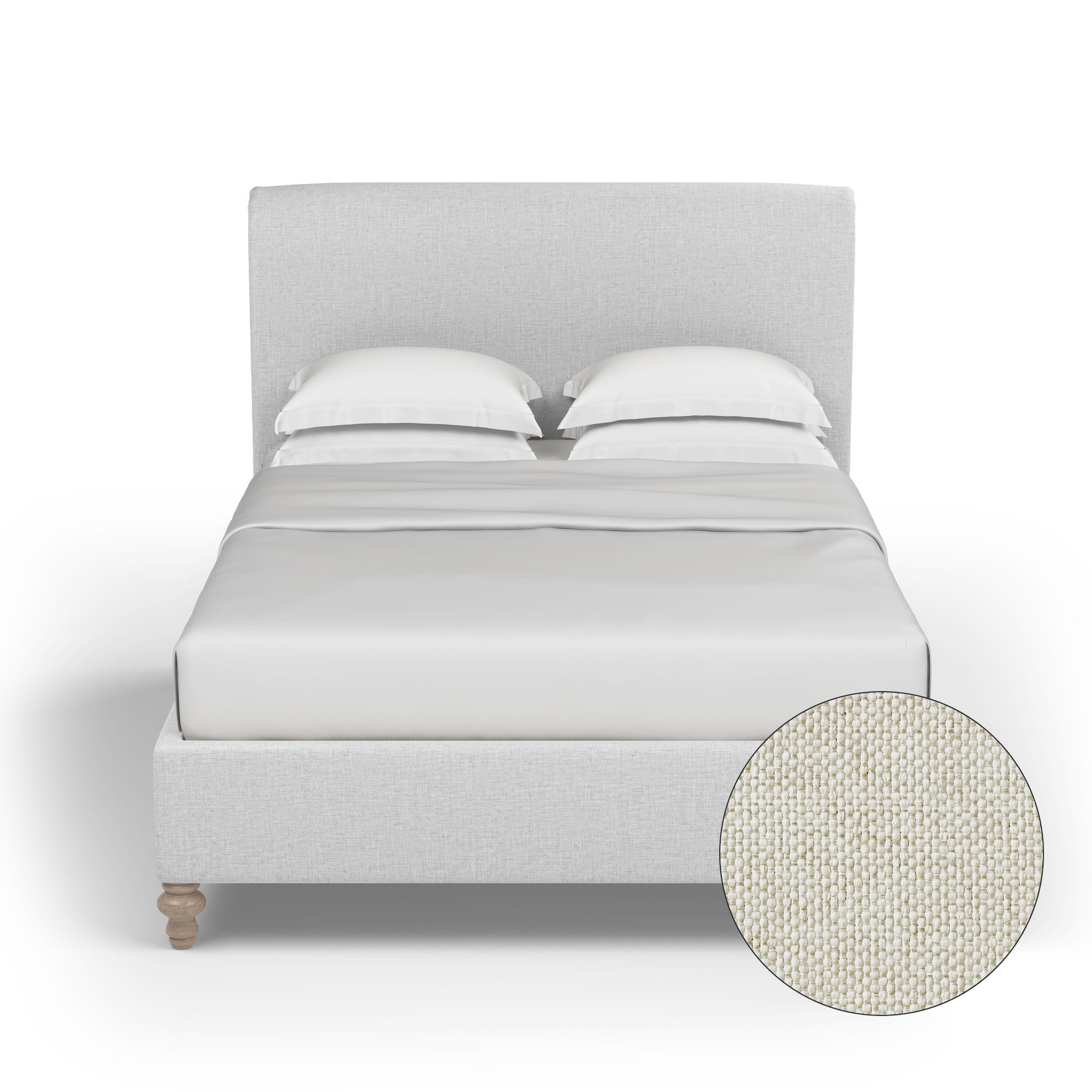 Liberty Panel Bed - Alabaster Pebble Weave Linen