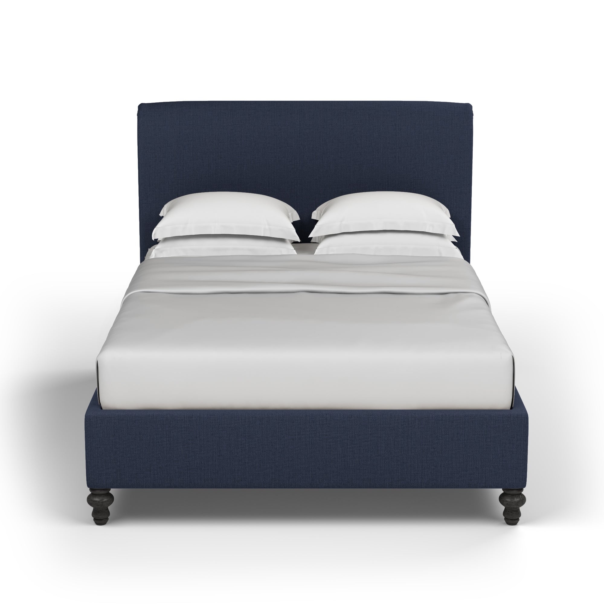 Liberty Panel Bed - Blue Print Box Weave Linen