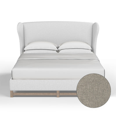 Herbert Wingback Bed - Silver Streak Basketweave