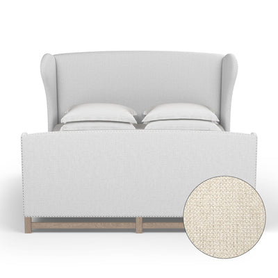 Herbert Wingback Bed w/ Footboard - Alabaster Basketweave