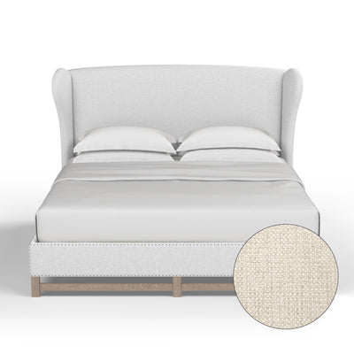 Herbert Wingback Bed - Alabaster Basketweave