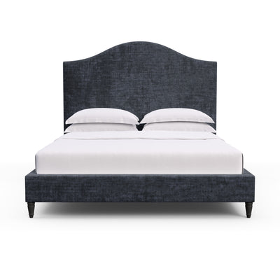 Montague Arched Panel Bed - Blue Print Crushed Velvet