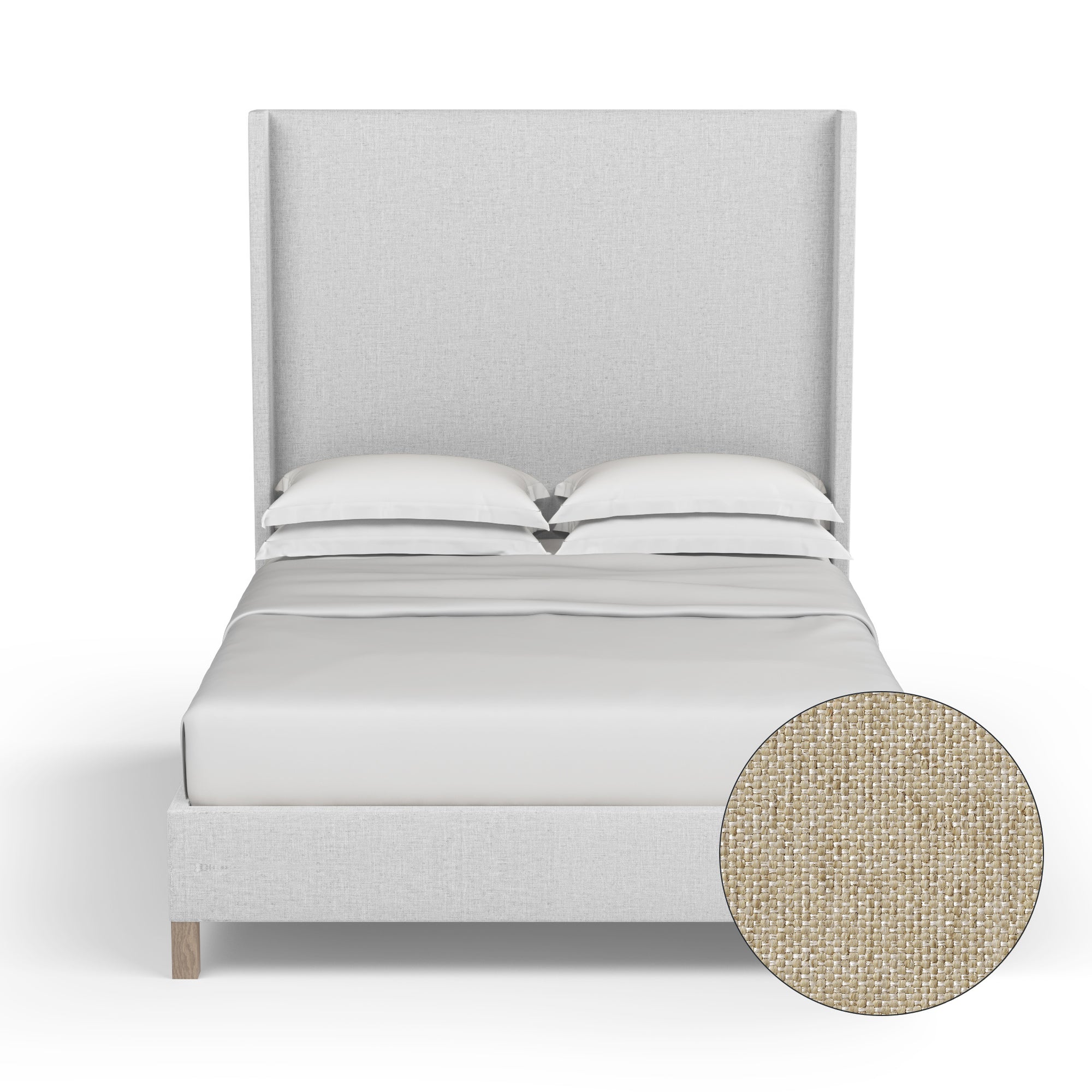 Lincoln Shelter Bed - Oyster Pebble Weave Linen