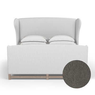 Herbert Wingback Bed w/ Footboard - Graphite Basketweave