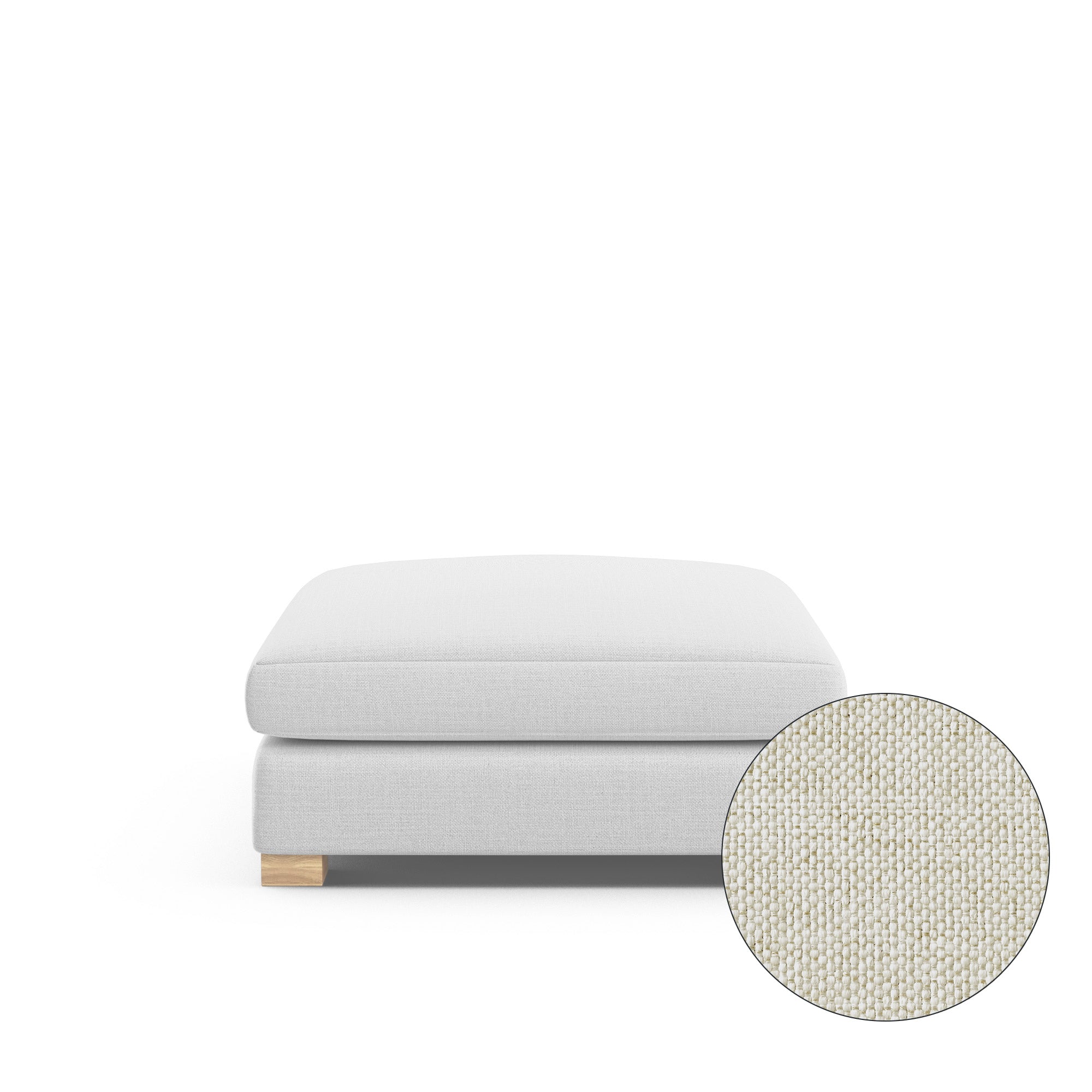 Evans Short Ottoman - Alabaster Pebble Weave Linen