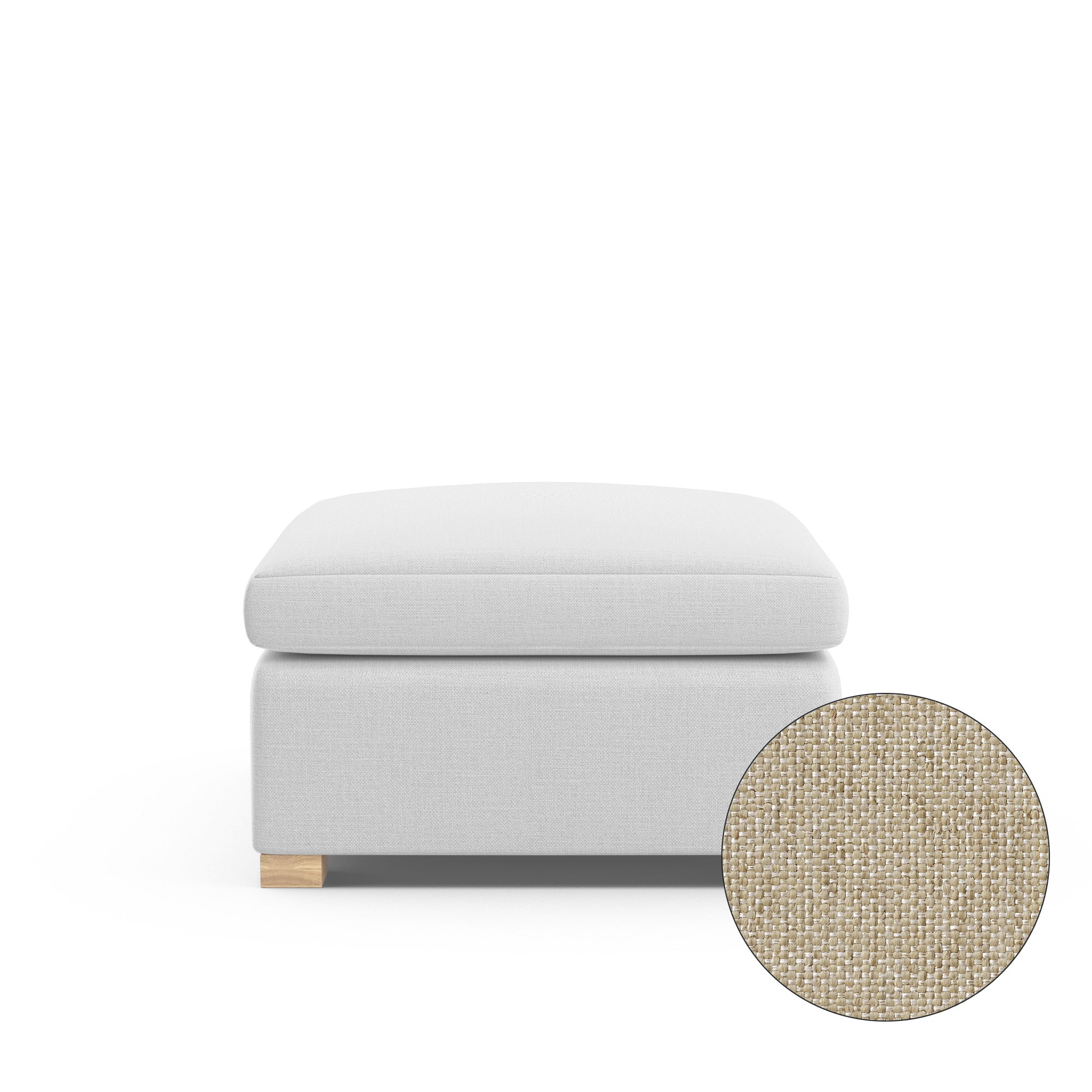 Evans Ottoman - Oyster Pebble Weave Linen