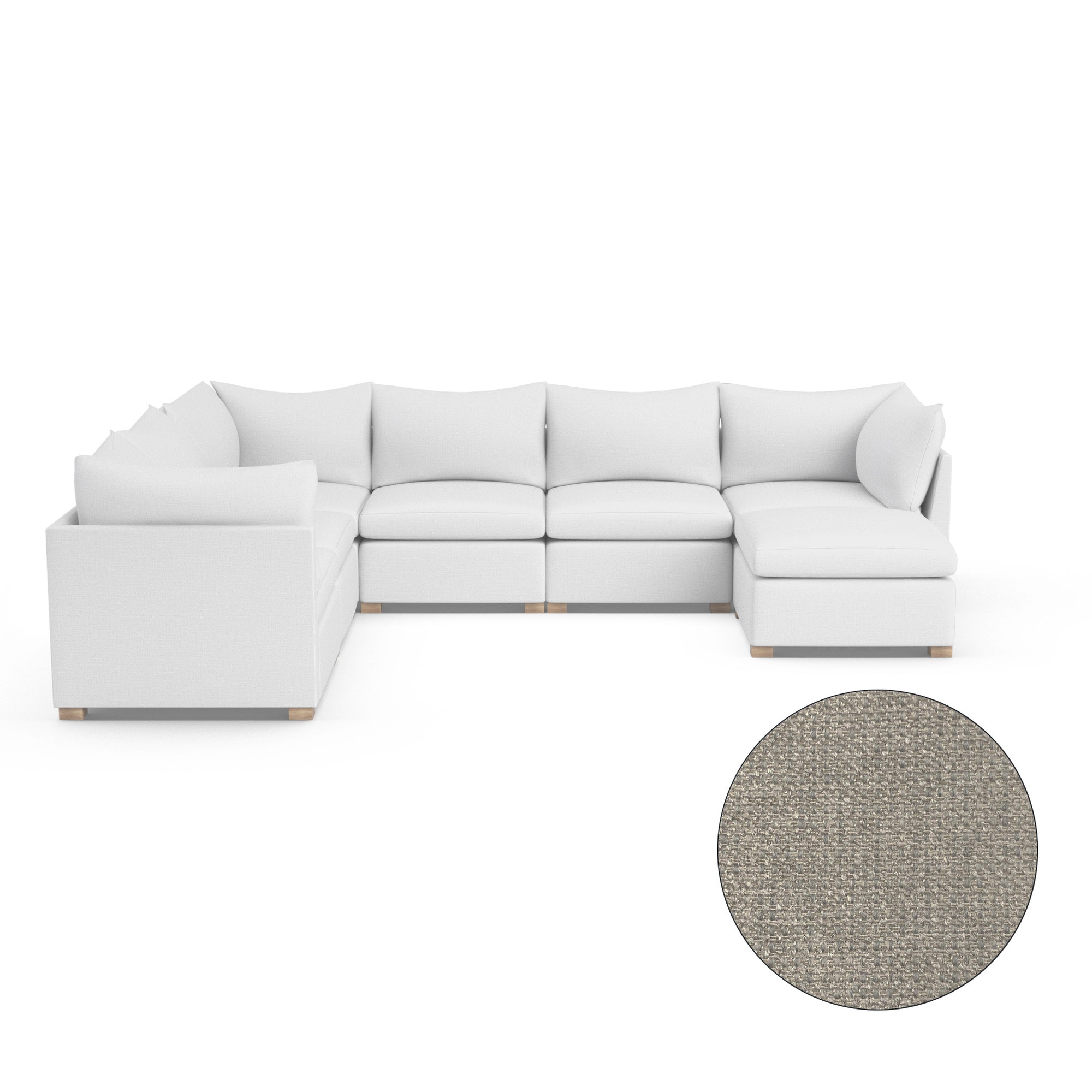 Evans 7-Piece U-Shape Sectional - Silver Streak Basketweave