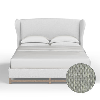 Herbert Wingback Bed - Haze Pebble Weave Linen