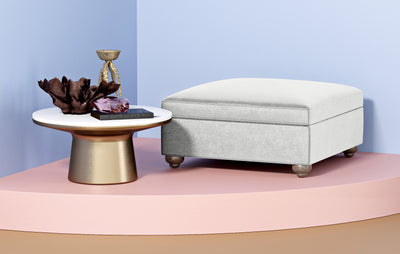 Leroy Ottoman - Blanc Plush Velvet