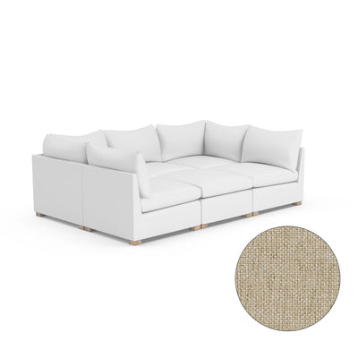 Evans 6-Piece Total-Pit Sectional - Oyster Pebble Weave Linen