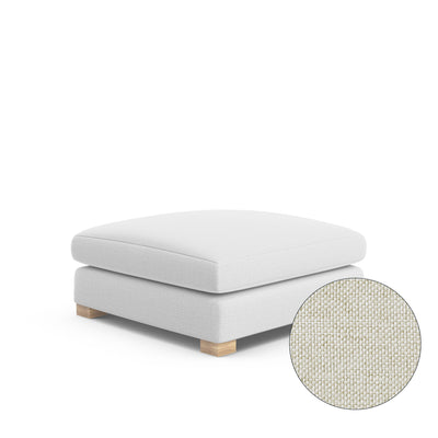 Evans Short Ottoman - Alabaster Pebble Weave Linen