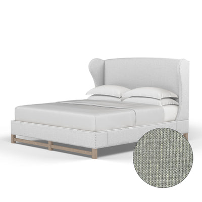 Herbert Wingback Bed - Haze Pebble Weave Linen