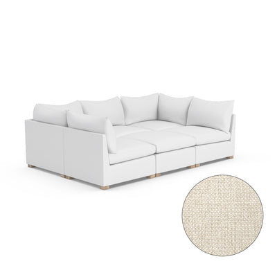 Evans 6-Piece Total-Pit Sectional - Alabaster Basketweave