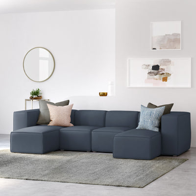 Varick U-Chaise Sectional - Bluebell Box Weave Linen