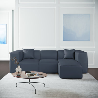 Varick Right-Chaise Sectional - Bluebell Pebble Weave Linen