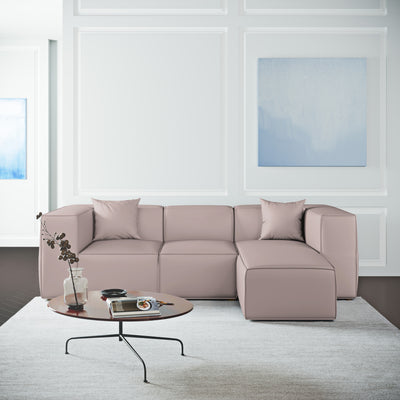 Varick Left-Chaise Sectional - Blush Plush Velvet