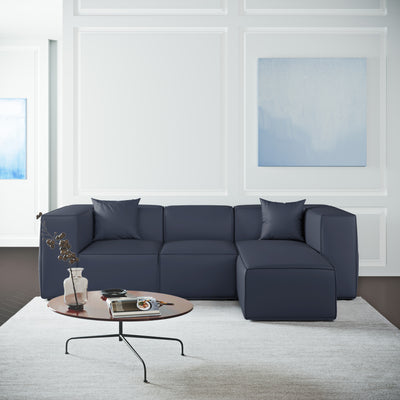 Varick Left-Chaise Sectional - Blue Print Crushed Velvet