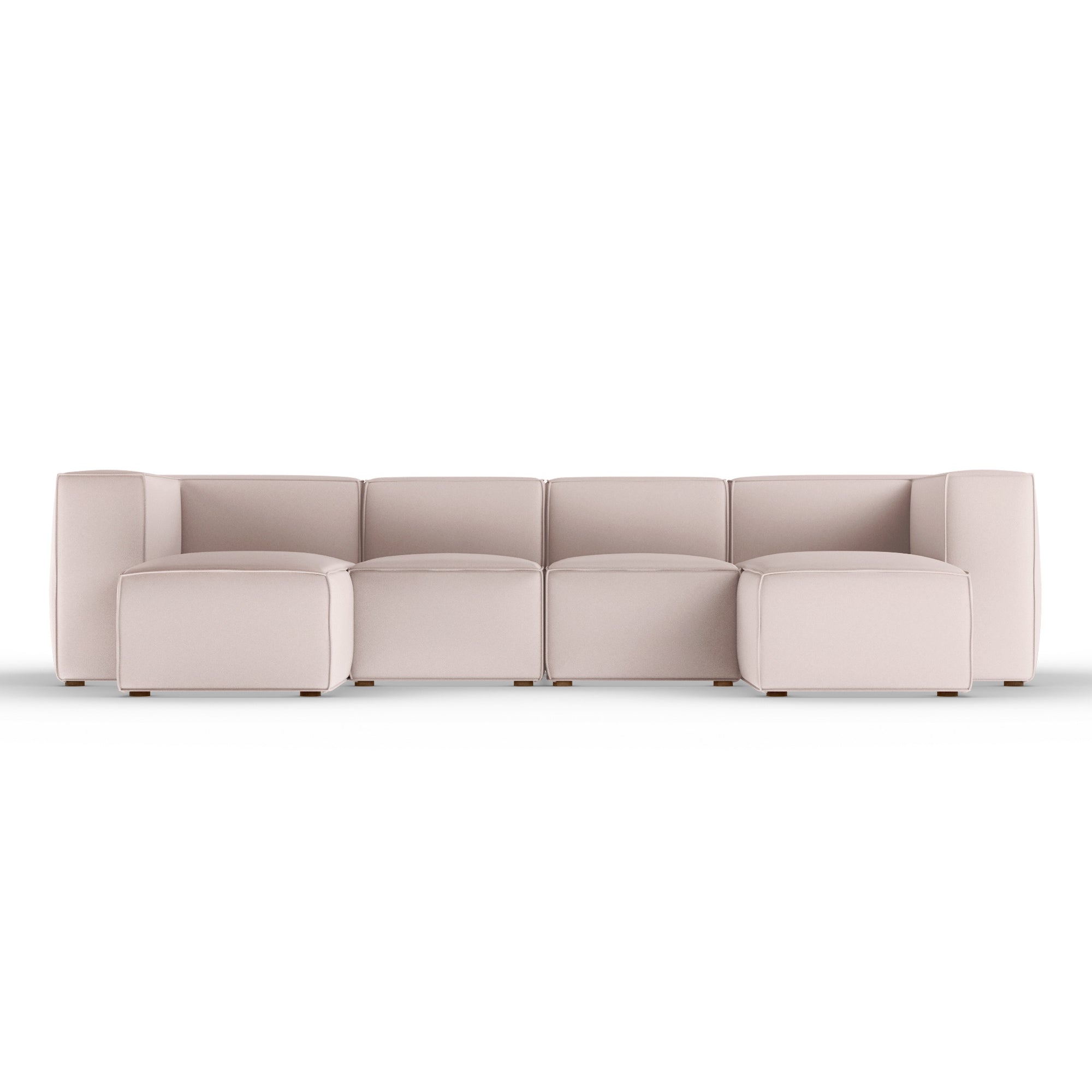 Varick U-Chaise Sectional - Blush Plush Velvet