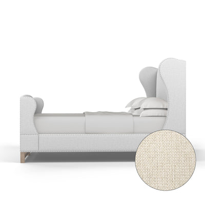 Herbert Wingback Bed w/ Footboard - Alabaster Basketweave