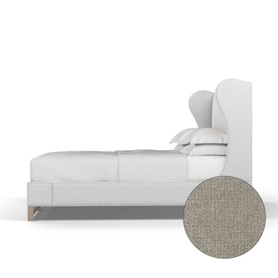 Herbert Wingback Bed - Silver Streak Basketweave