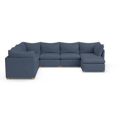 Evans 7-Piece U-Shape Sectional - Bluebell Box Weave Linen