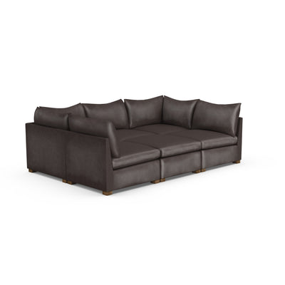 Evans 6-Piece Total-Pit Sectional - Chocolate Vintage Leather