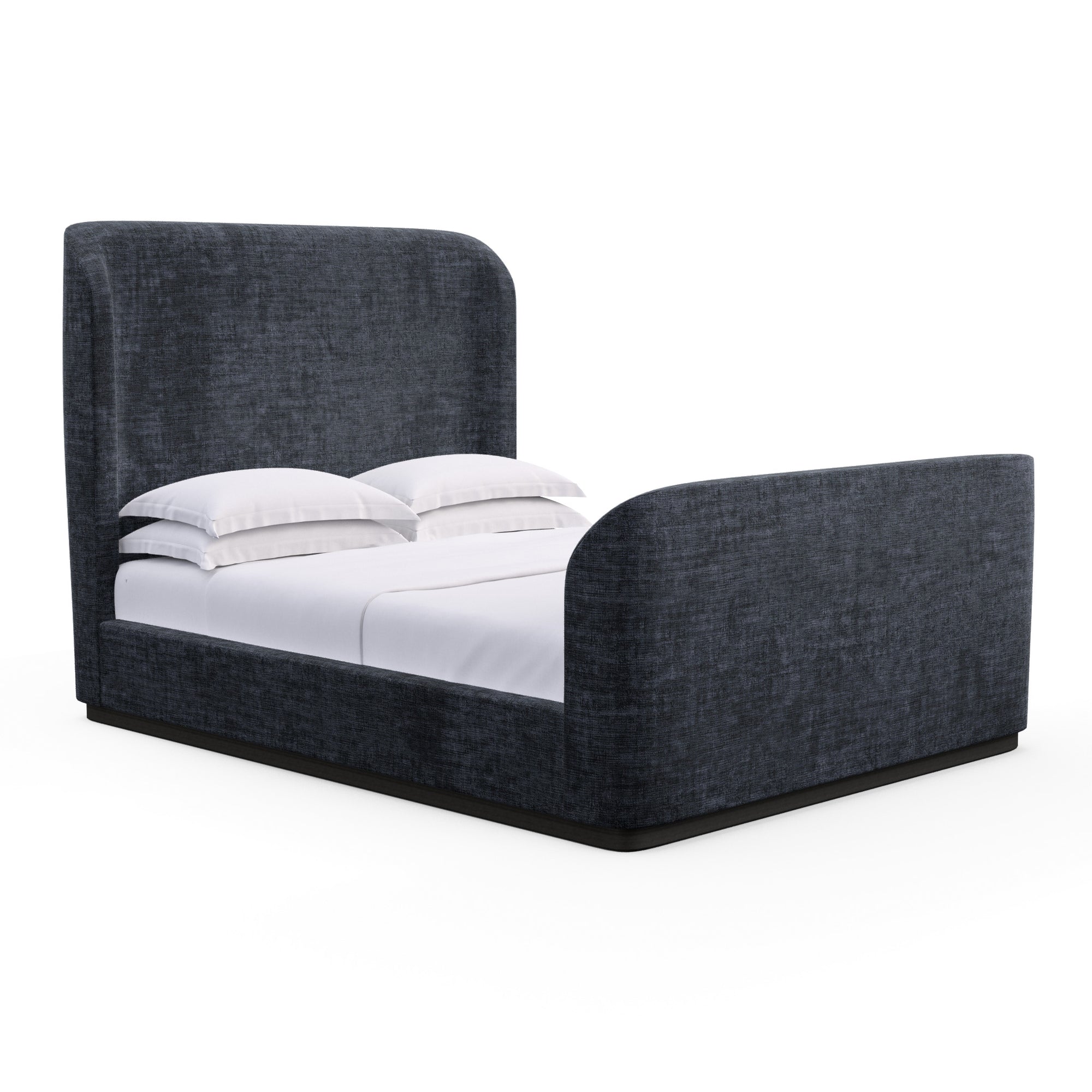 Barrow Shelter Bed w/ Footboard - Blue Print Crushed Velvet