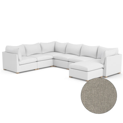 Evans 7-Piece U-Shape Sectional - Silver Streak Basketweave