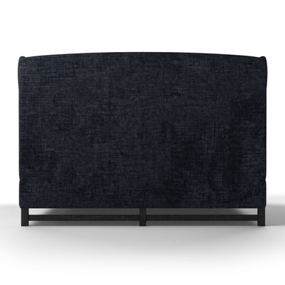 Herbert Wingback Bed w/ Footboard - Blue Print Crushed Velvet